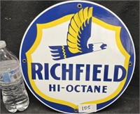 "RICHFIELD HI OCTANE" REPOP PORCELAIN 12" SIGN