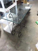 Metal and Glass Table with Wine Storage