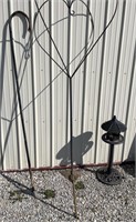 Two Metal Plant Hangers & Plastic Bird Feeder