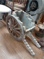 Concrete pull behind wagon planter decor only