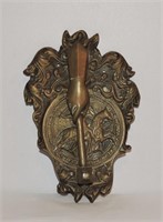 Antique Solid Brass Door Knocker Crest & Hammer