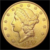 1889-S $20 Gold Double Eagle CHOICE AU