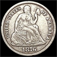 1876-CC Seated Liberty Dime NEARLY UNCIRCULATED