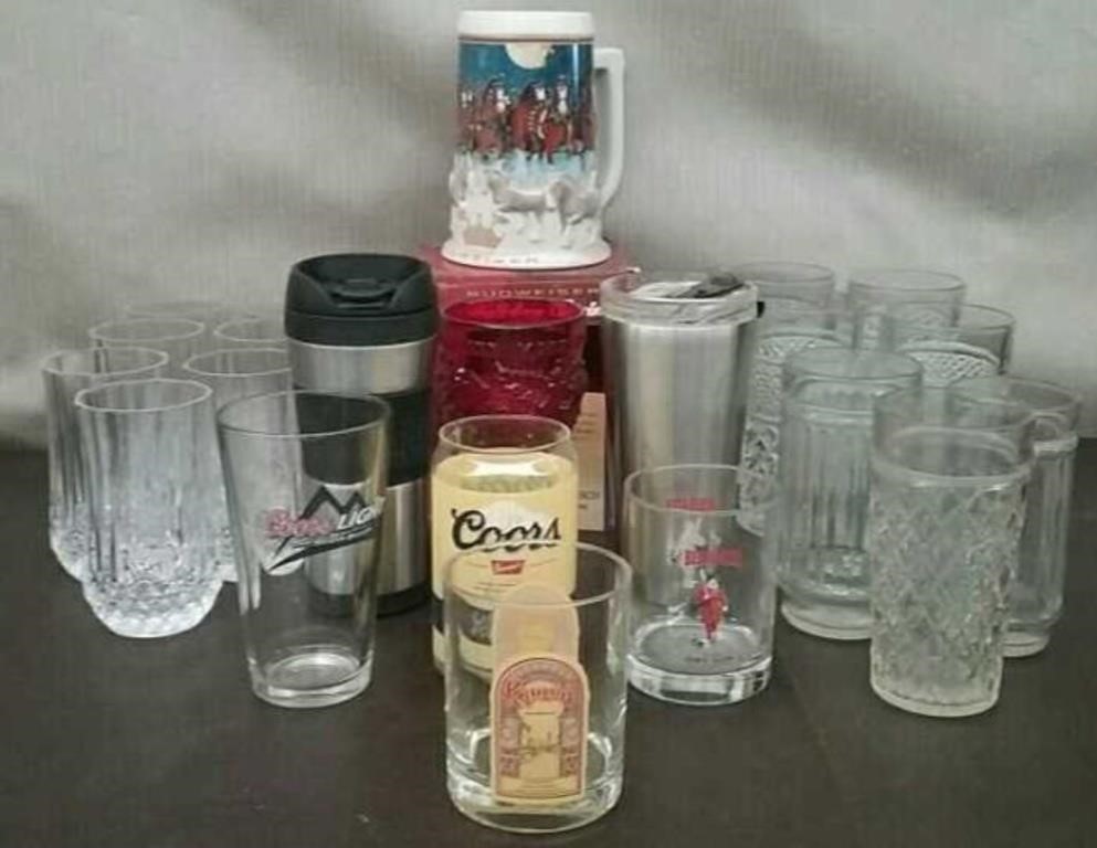 Box Budweiser Holiday Stein, Assorted Glasses,