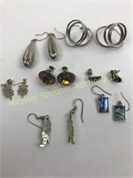 SEVEN PAIRS OF  ASSORTED STERLING EARRINGS