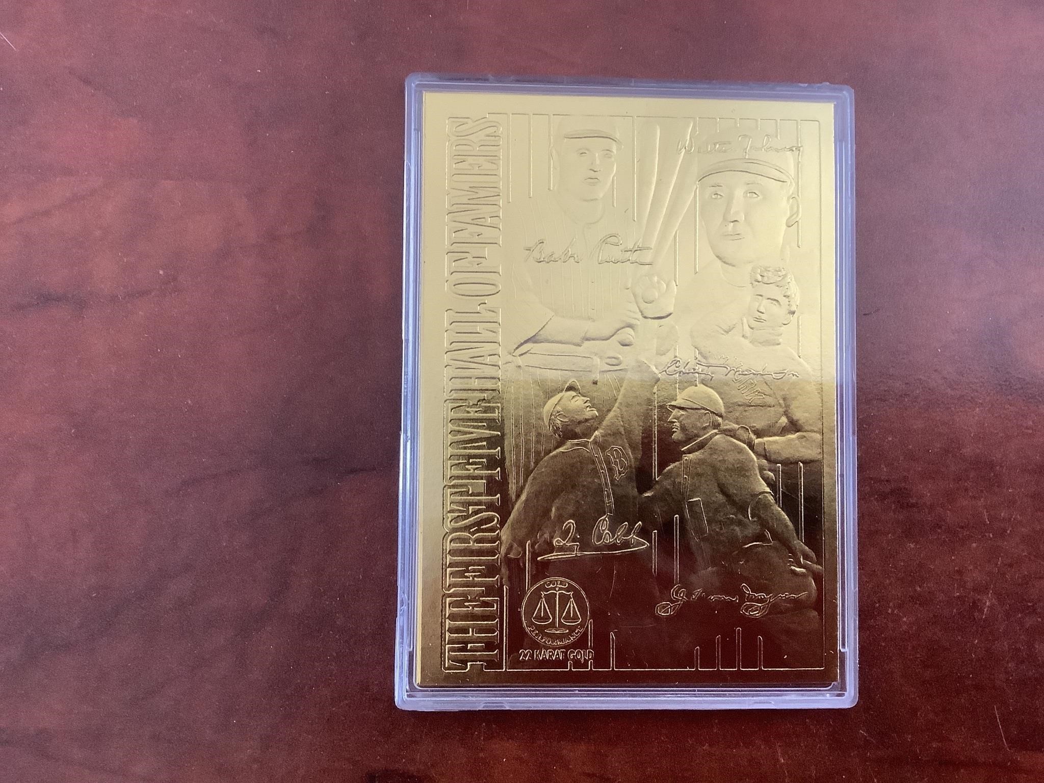 FIRST FIVE HALL OF FAMERS BASEBALL CARD 22K GOLD