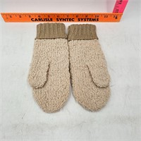 Tan Mittens with Brown Cuff