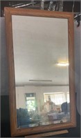 WOODEN FRAMED MIRROR-APPROX. 19”x35”