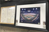 Signed Napkins and Framed World Series Picture.