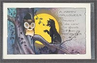 1924 Poetic Halloween Owl Postcard
