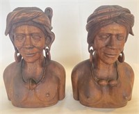 Hand carved koa wood busts very detailed