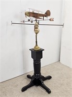 BRASS & COPPER AIRPLANE WEATHERVANE  WITH STAND