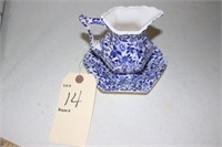 ADORABLE BLUE AND WHITE PITCHER AND PLATE