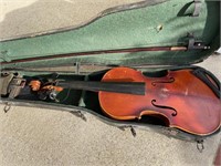 Old German Violin w/Bow in Wooden Case