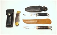 3- Knives with sheaths: Imperial, Kabar and Buck
