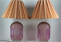 Rose Colored Glass Table Lamps (2)