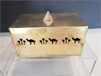 Vintage Egyptian-motif lidded brass box