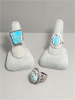 Three Costume Fashion Rings- New