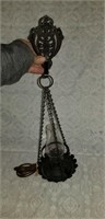 Vintage Cast Iron Hanging Lamp Electric w Bracket