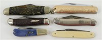 6 Vintage Folding Pocket Knives - Some are Marked