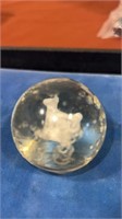 1 - 25/32” handmade sulfide marble dog  damaged