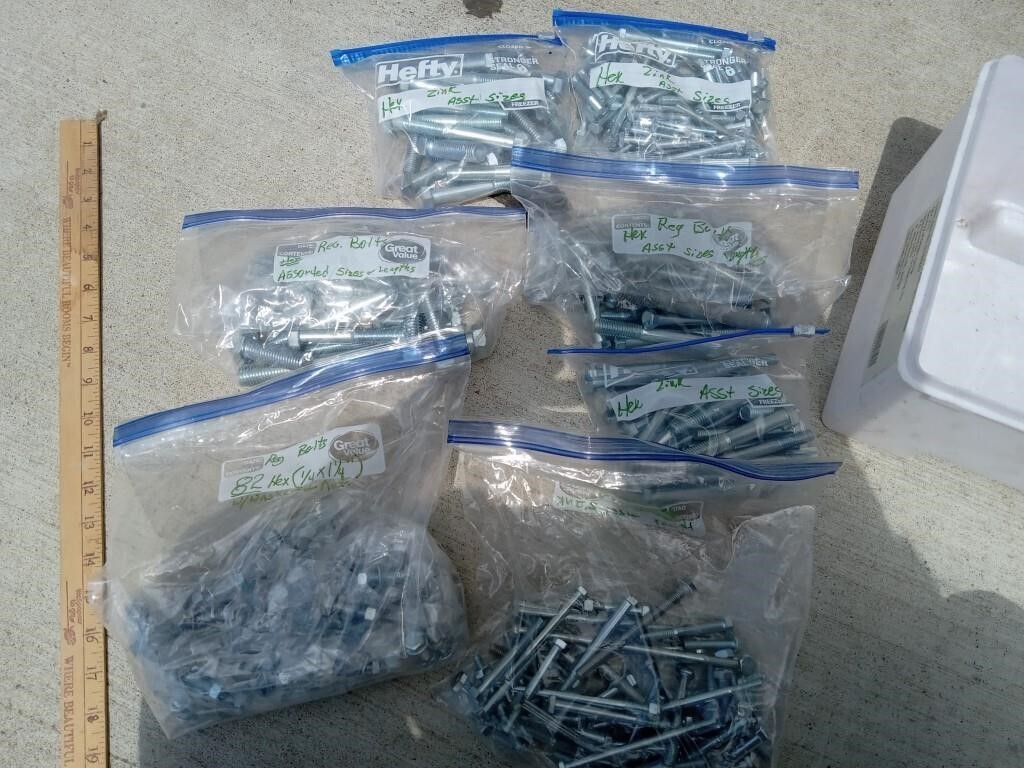 Assorted hex bolts 7 bags
