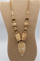 Carved Elephant Tribal Style Necklace