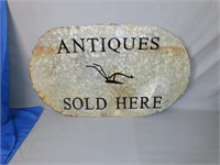 "Antiques Sold Here" Metal Sign