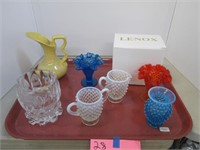 6” Gonder Pottery Pitcher, Small Fenton Hobnail +