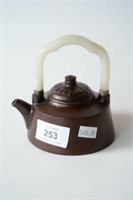 Unusual yixing teapot, with jade handle,