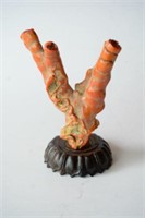 Old natural carved pink coral tree,