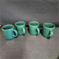 4 Solid Green Mugs- Simple and elegant!