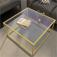 Glass Coffee Table  26.7x26.7x15.7  Gold