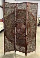 Vintage Three-Panel Wicker Large Room Divider