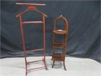 MAHOGANY VALET STAND & OAK 3-TIER CAKE STAND