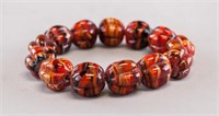 Chinese Red Agate Beads Bracelet
