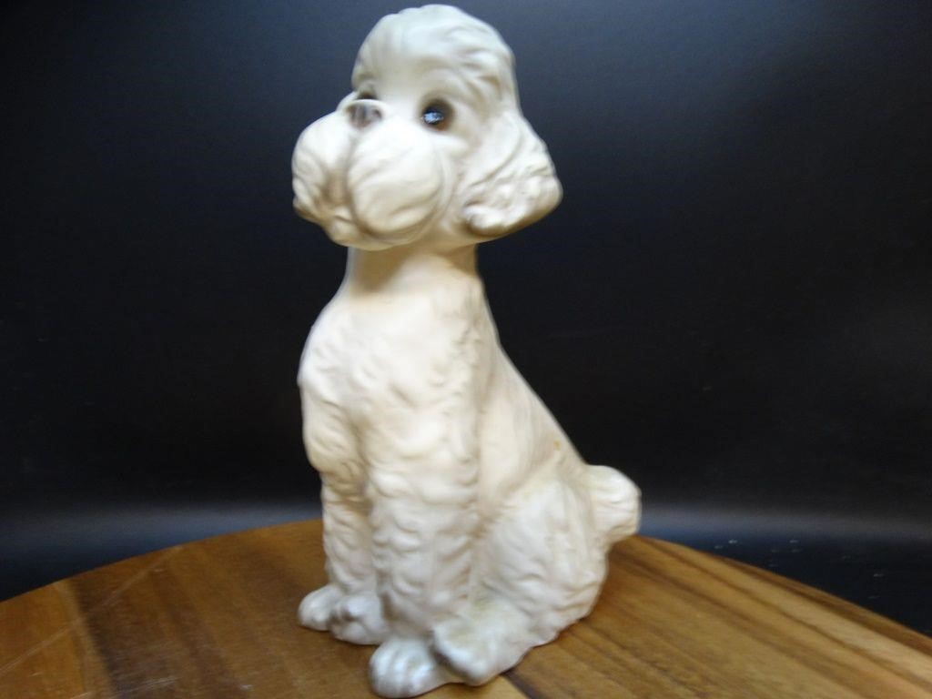 7" Tall Porcelain Ceramic Hand Painted Poodle Dog