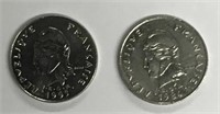 1984 and 1995 Polynesia Coins almost mint