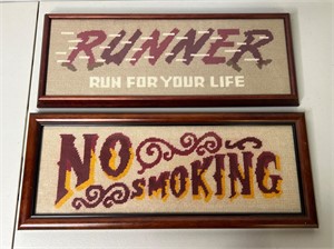 "No Smoking" & "Runner" Framed Signs