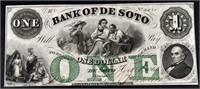 1800's $1 Bank Of De Soto Obsolete Note