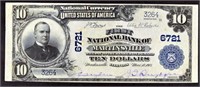 1902 $10 Martinsville National Currency