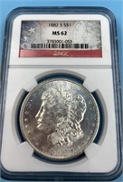 NGC Graded, MS 62, Morgan silver dollar   1882 S