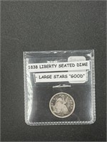 1838 Liberty Seated Dime - LG Stars (Good)