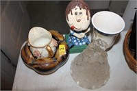 5 PCS. ASSORTED GLASSWARE, CERAMICS AND FIGURINE