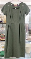 1950's Marion Harper olive green woollen dress