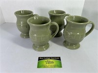 4 Green Longaberger Pottery Pitchers