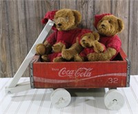 Coca-Cola Crate Wagon w/Stuffed Bear Family