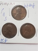 1918 P,D,S Wheat Pennies