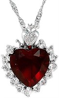 Heart 5.75ct Ruby & White Topaz Necklace
