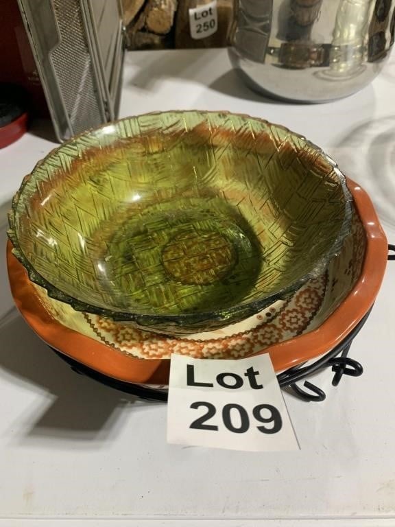Ovenware and Green Serving Bowl